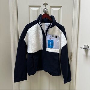 SALE NWT Columbia Women's Navy and White Lodge Sherpa Pullover size Large